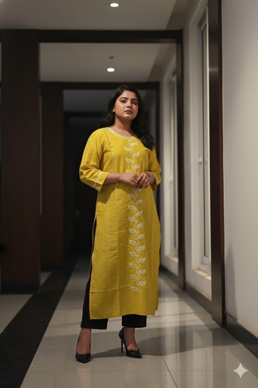 COTTON CAMBRIC WOMEN KURTI WITH BOTTOMWEAR