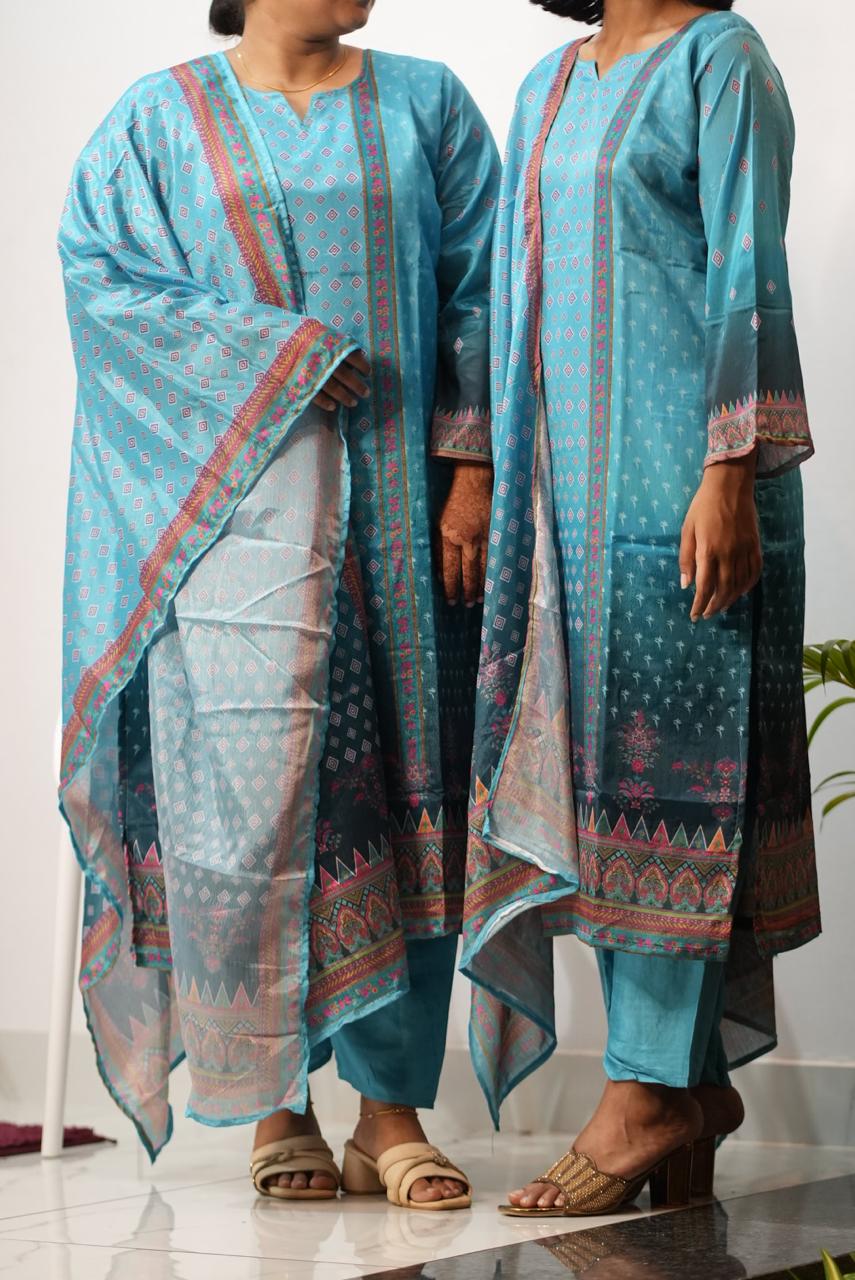 COLOURFULL WOMEN KURTI SET WITH DUPATTA