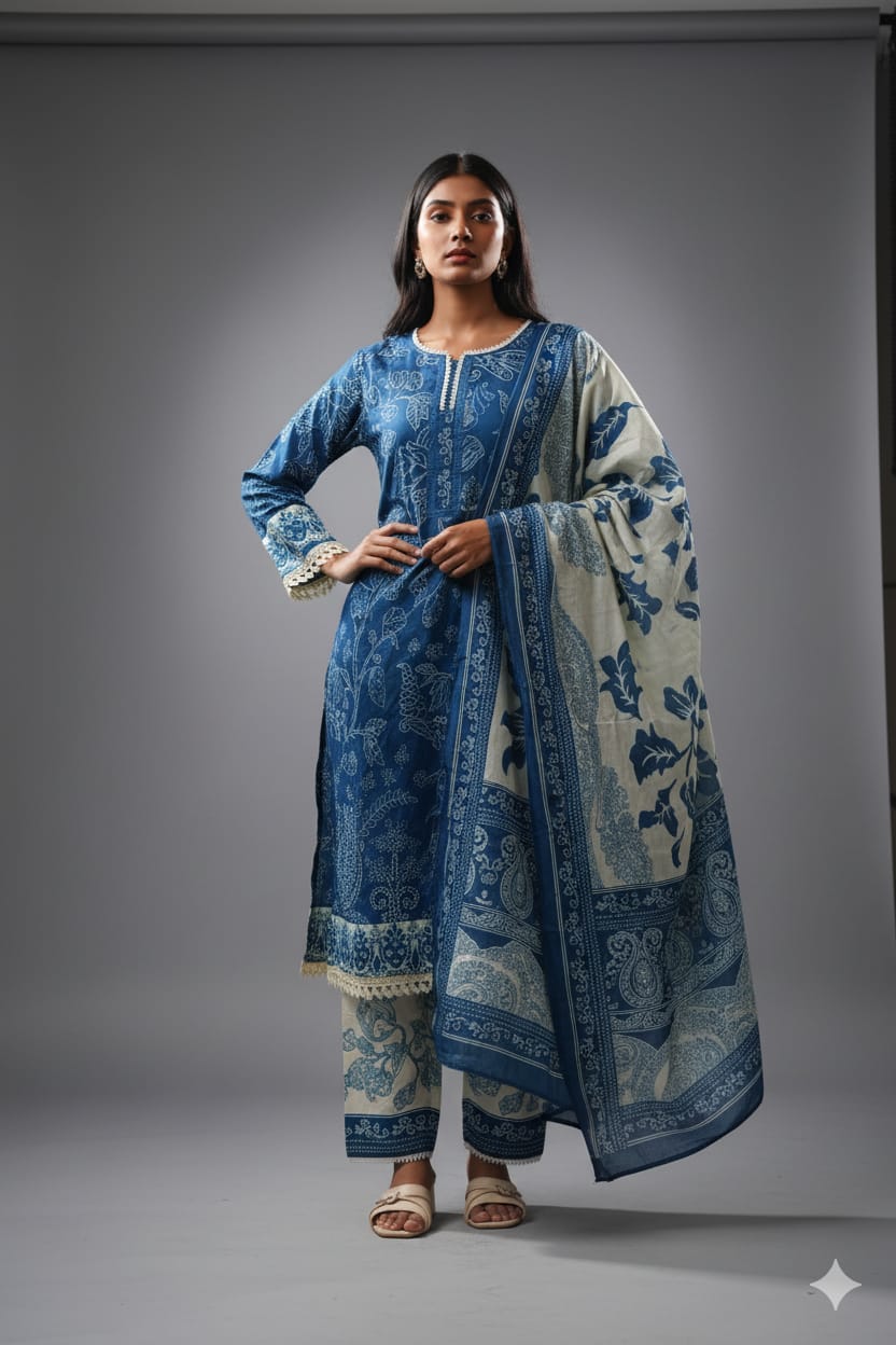 printed cotten kurta with dupatta