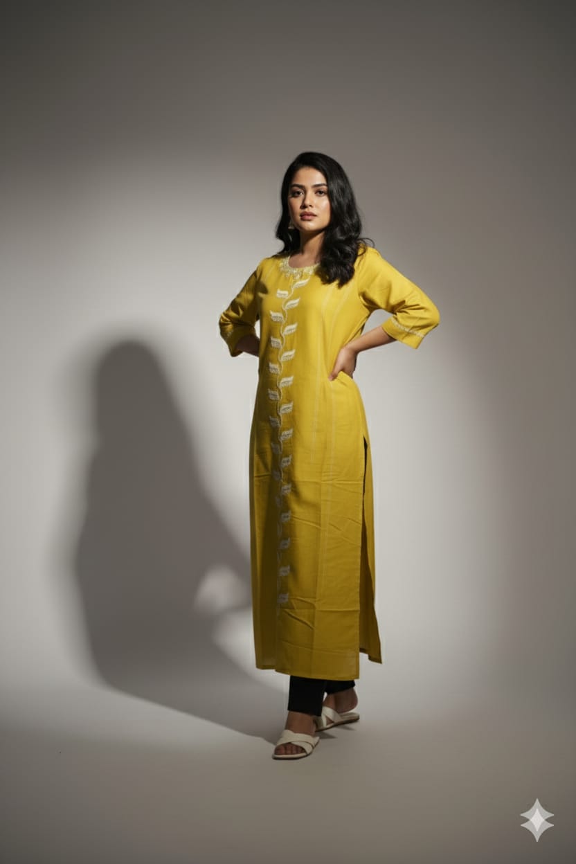 COTTON CAMBRIC WOMEN KURTI WITH BOTTOMWEAR