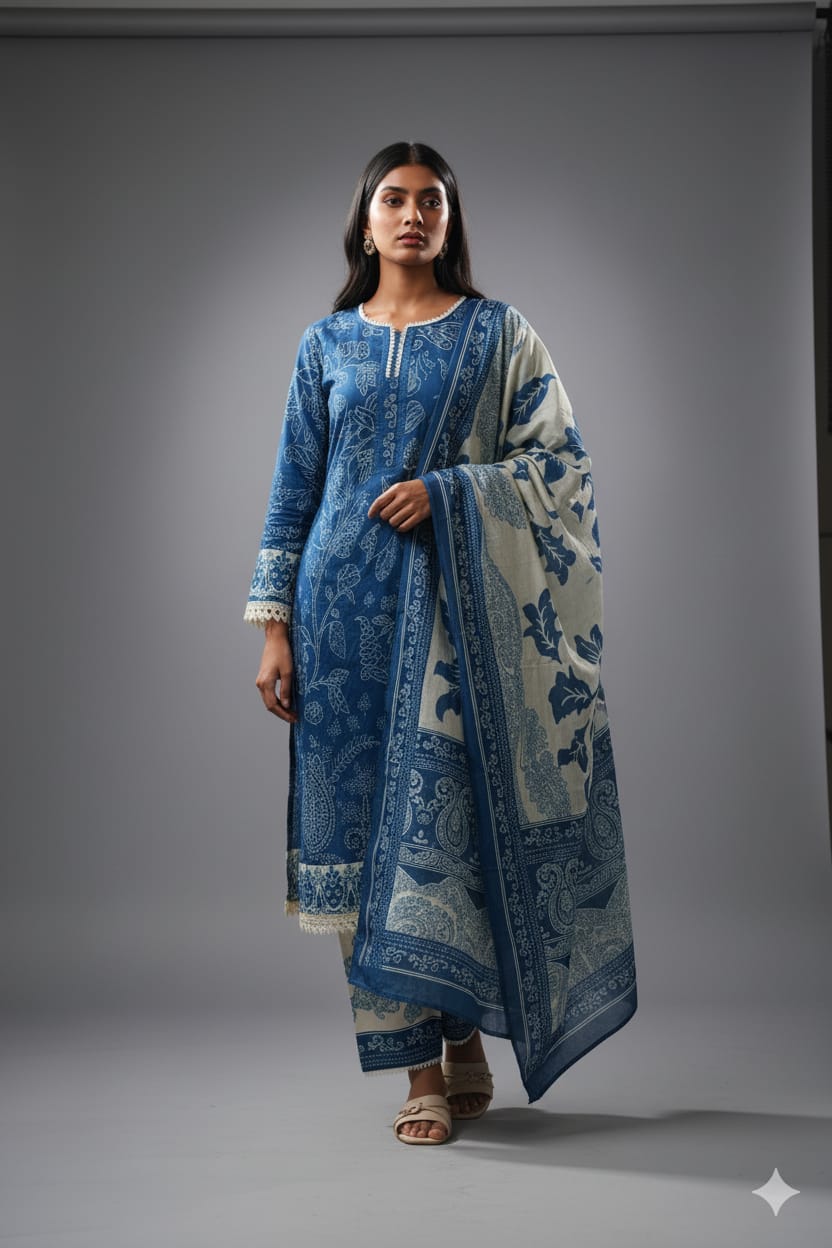 printed cotten kurta with dupatta