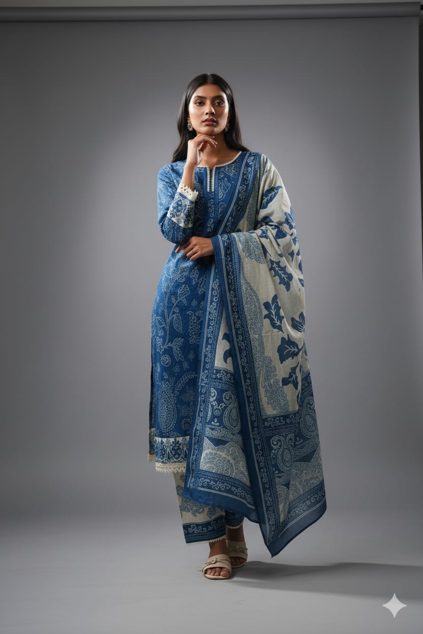 printed cotten kurta with dupatta