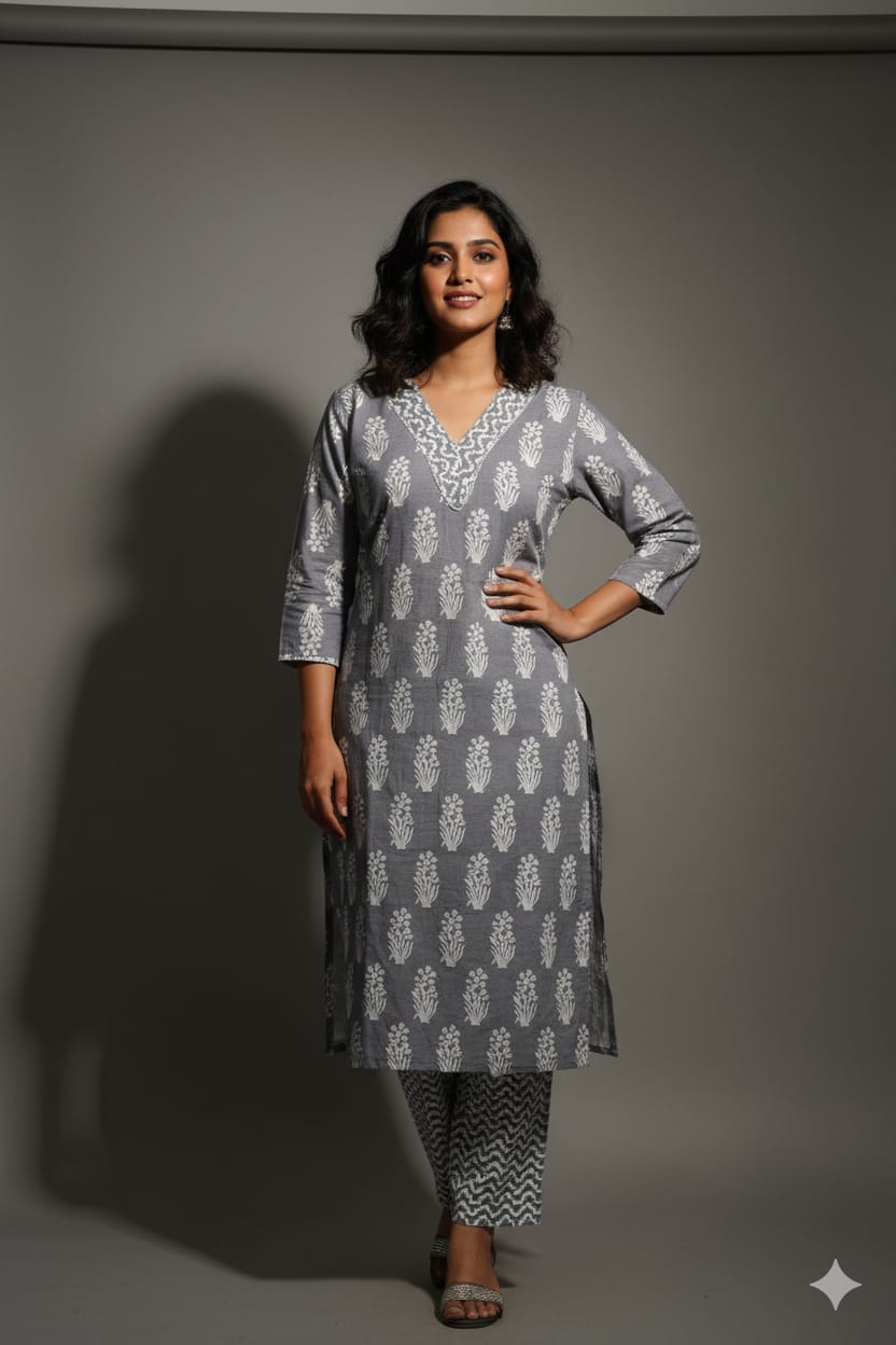 gray gota work kurti with palazo