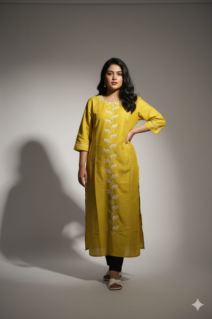 COTTON CAMBRIC WOMEN KURTI WITH BOTTOMWEAR