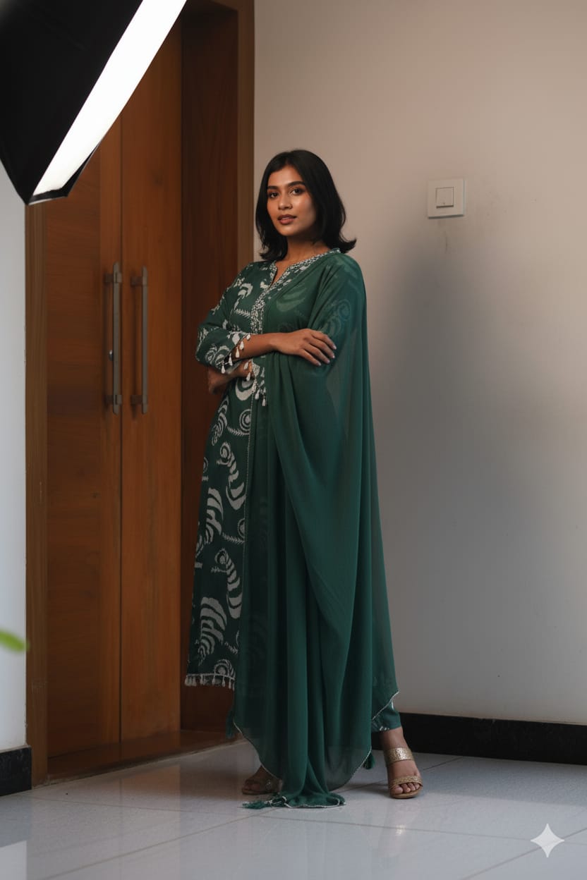 Women Cotton Kurta Set With Dupatta