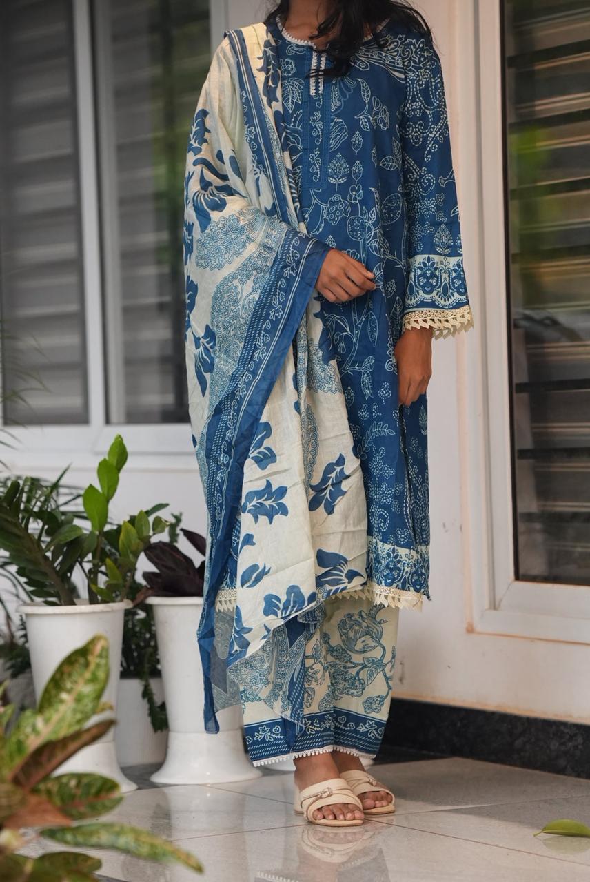 printed cotten kurta with dupatta