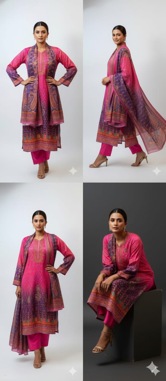 COLOURFULL WOMEN KURTI SET WITH DUPATTA